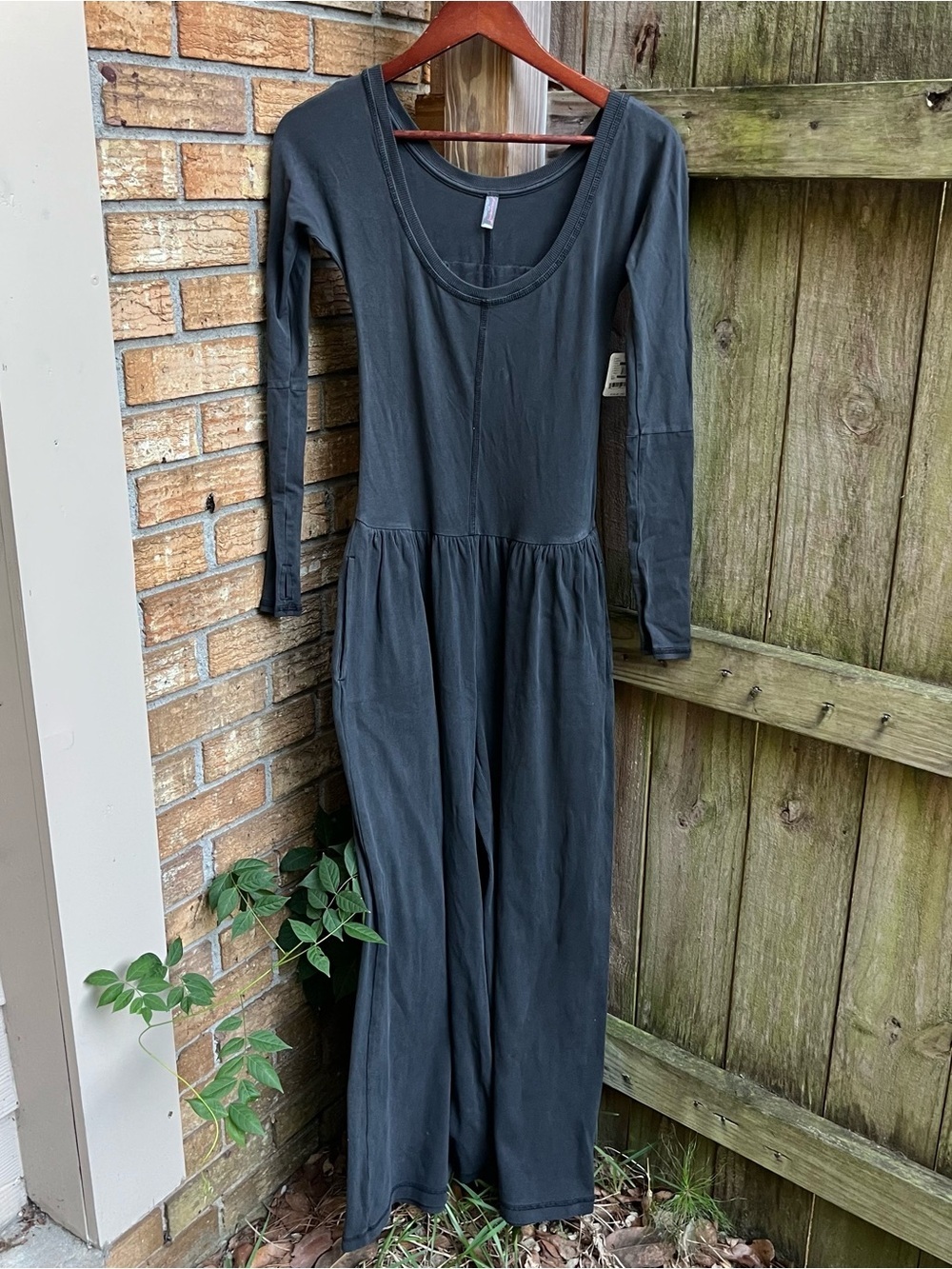 FP Movement by Free People Long Sleeve HotShot Wide Leg Black Jumpsuit